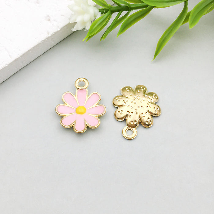 Wholesale Pink oil-sprinkled alloy simulated cherry blossom and  DIY pendant