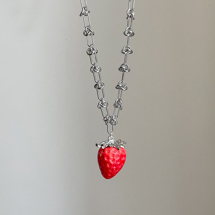 Wholesale Cute Red Realistic Strawberry long Necklace/Earrings