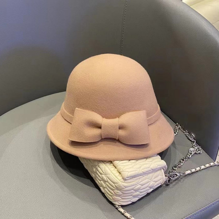 Wholesale Wool fisherman hat, autumn and winter retro top hat, socialite style basin hat