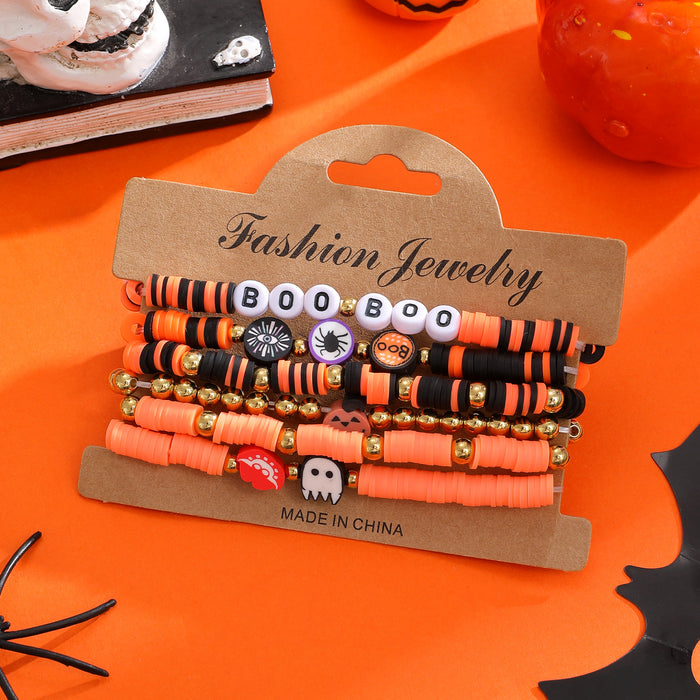 Wholesale  Bracelet Set Funny Pumpkin Bracelet Ghost Festival Polymer Clay Skull Bracelet Jewelry