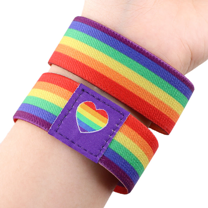 Wholesale 10pcs Selling Rainbow Sports Elastic Wristband Washable Elastic Bracelet