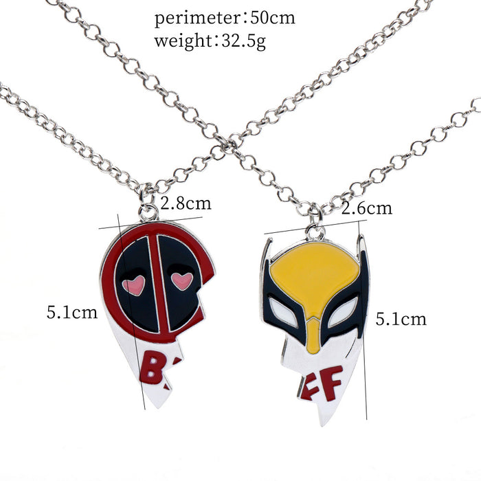 Wholesale Deadpool & Wolverine Deadpool 3 Wolverine Best Friend Necklace Spliced Heart Keychain JDC-KC-HeY014