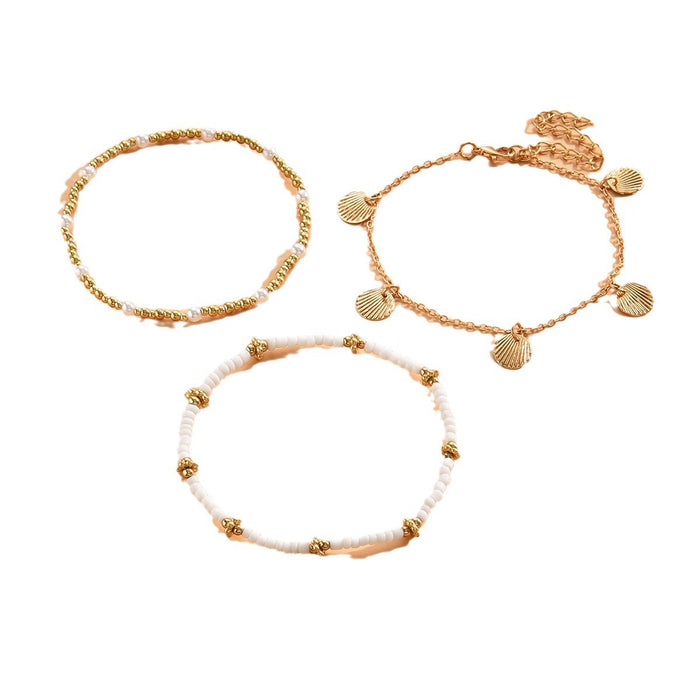 Wholesale Retro Shell Pendant Beaded Anklet Fashion Jewelry Accessory MOQ≥2