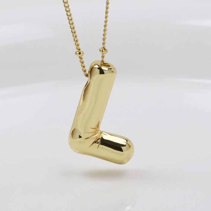 Wholesale 2PCS 18k Brass Glossy Balloon 26 English Letter Necklace JDC-NE-BaiYi006