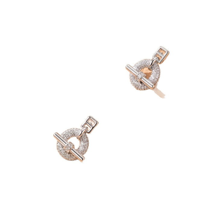 Wholesale Titanium Steel Zircon Cylindrical Necklace & Earrings Set Jewelry Accessory MOQ≥2