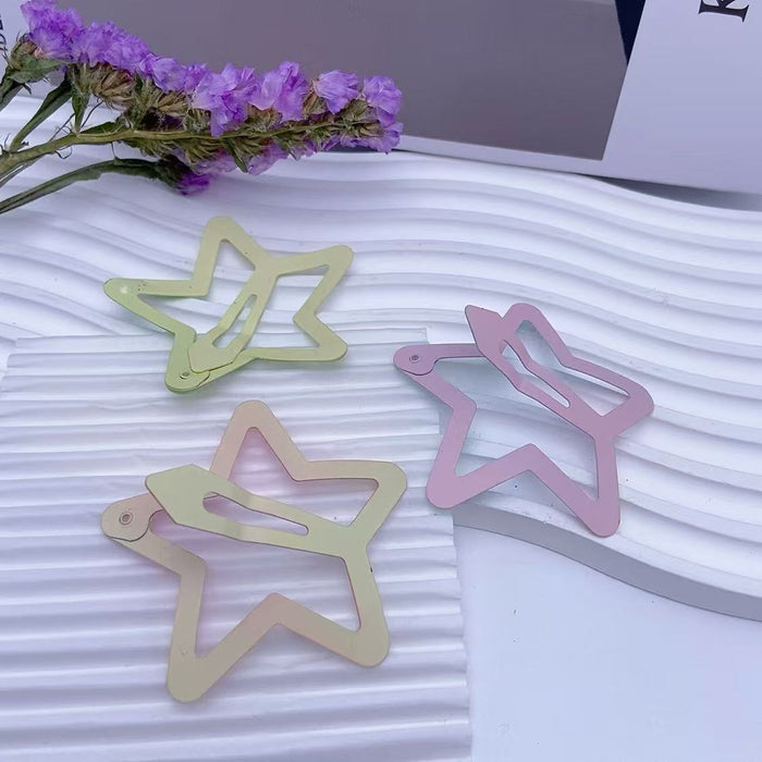 Wholesale Large gradient fine sparkling pentagram side, forehead with broken hair, cute star hairpin hair accessory