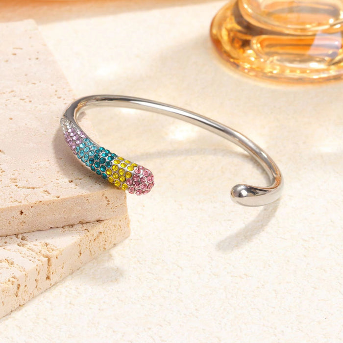 Wholesale Titanium steel bracelet with gold plating and full diamond, high-end and fashionable stainless steel