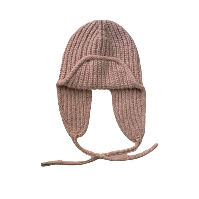 Wholesale Shown face small solid color lace-up knitted wool version of the artifact flight cap warm ear protection student cap