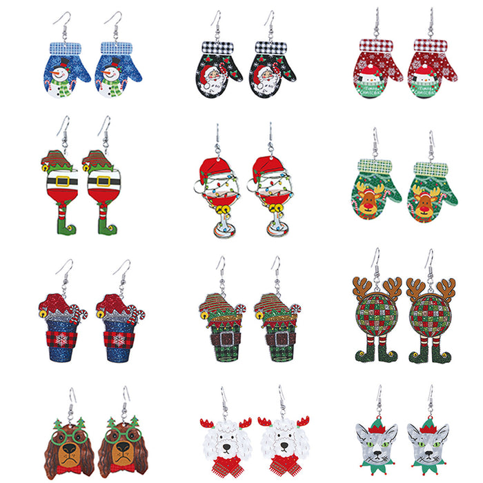 Wholesale  gloves snowman design acrylic earrings