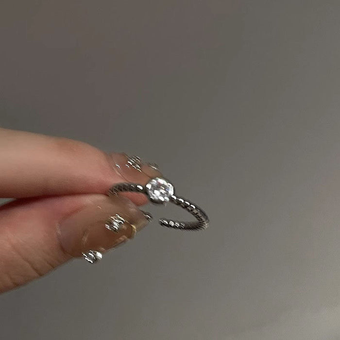Wholesale Plain Zircon Metal Open Ring Set for Female Niche Design, High Grade, Finger Ring, Simple Ring