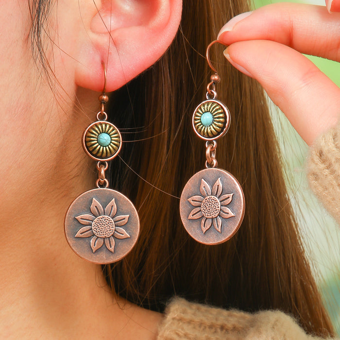 Wholesale Bohemian Geometric Irregular Leaf Metal Earrings Fashion Accessory MOQ≥2