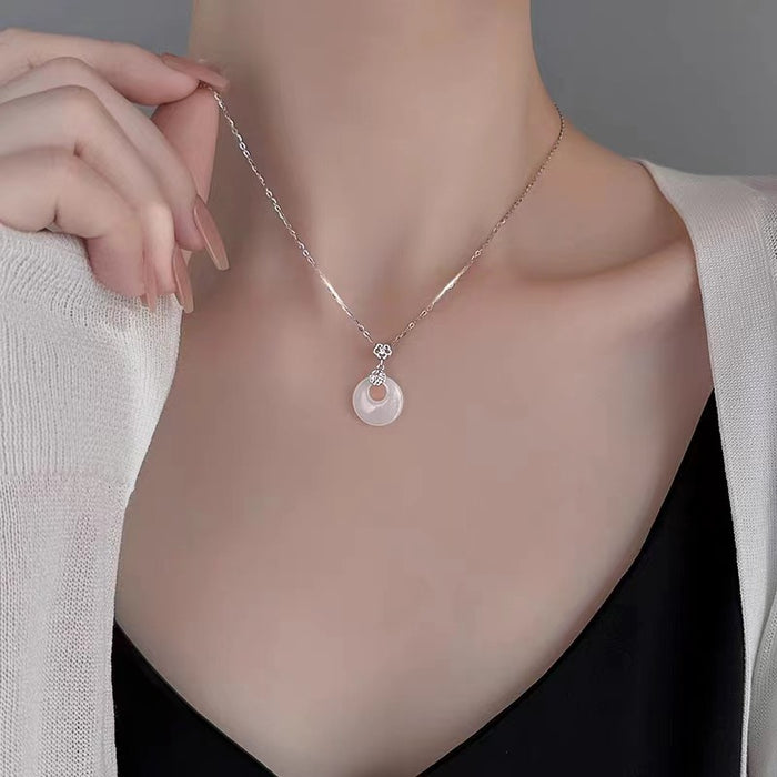 Wholesale Titanium steel necklace with micro inlaid zircon, light luxury, niche, collarbone chain, high-end, versatile accessory