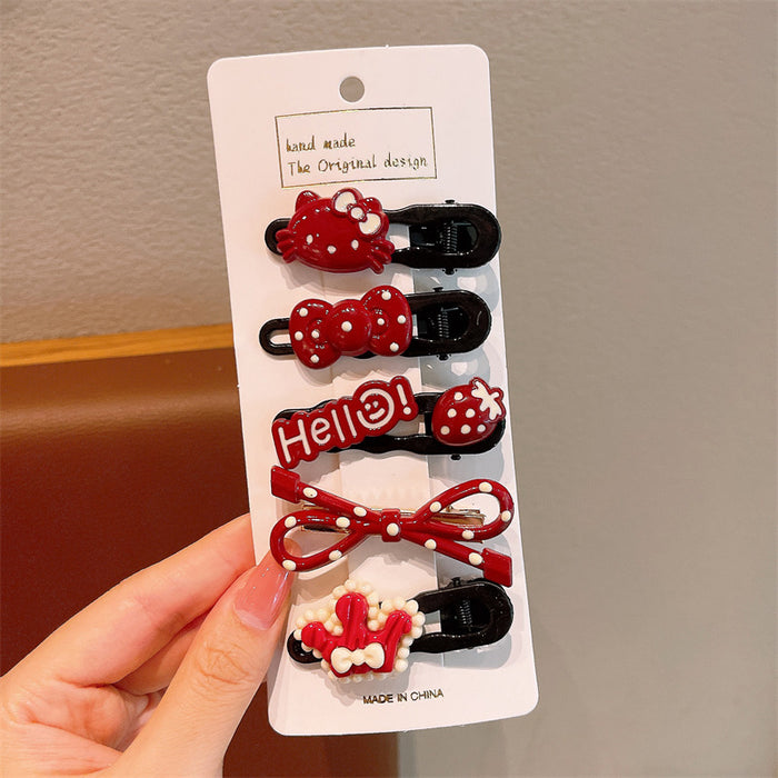 Wholesale Red dot hair clip children's bangs side clip baby forehead small hair clip