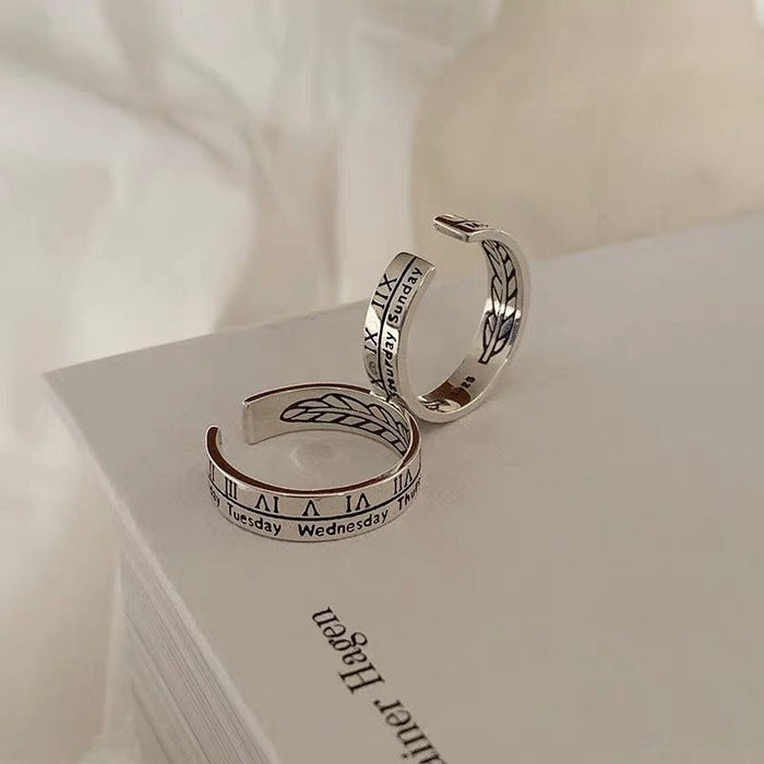 Wholesale Vintage Roman numeral ring, niche design, couple ring, ring, tail ring