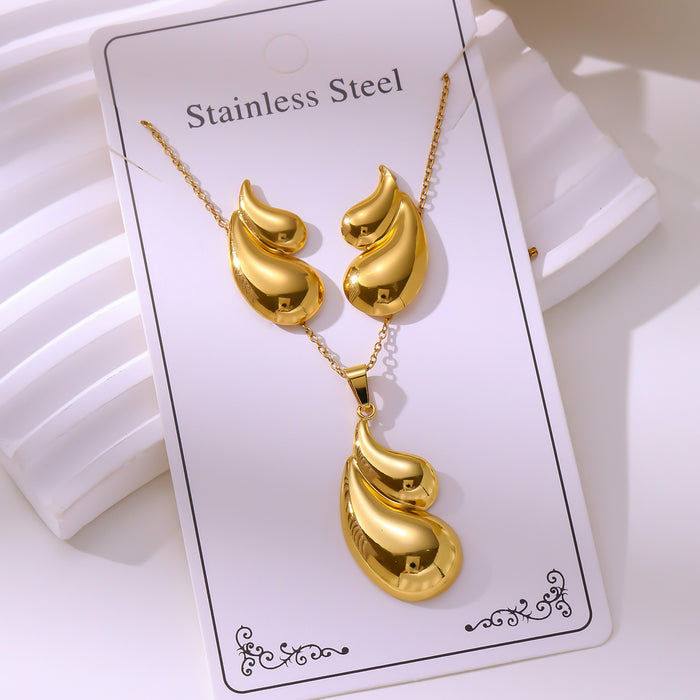 Wholesale RetroEarrings Necklace Stainless Steel Gold-Plated Jewelry
