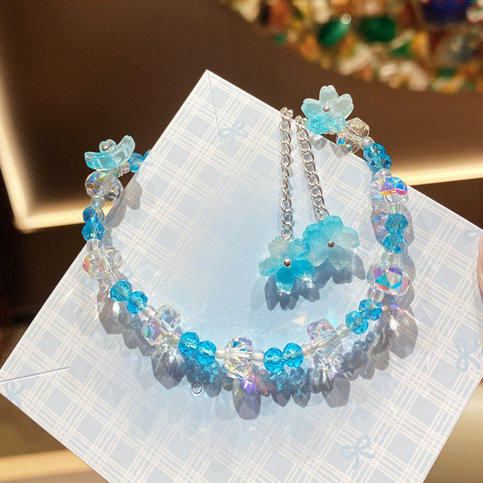Wholesale Pink Flower Imitation Crystal Bracelet Stylish Gift Jewelry Accessory MOQ≥3