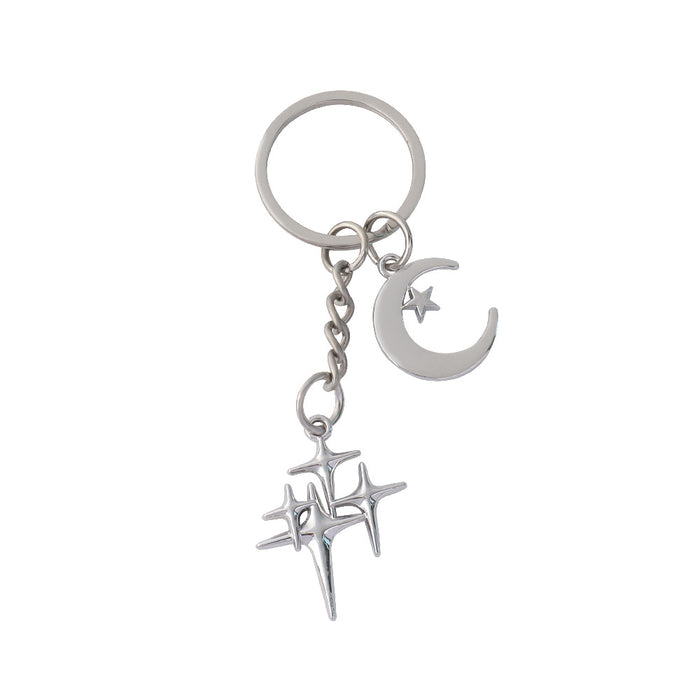 Wholesale Moon Star Pendant Keychain Lucky Four Mans Star Tassel Key Ring Girl