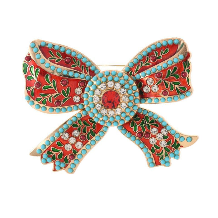 Wholesale Palace Vintage Glazed Bow Brooches Suit et Accessories