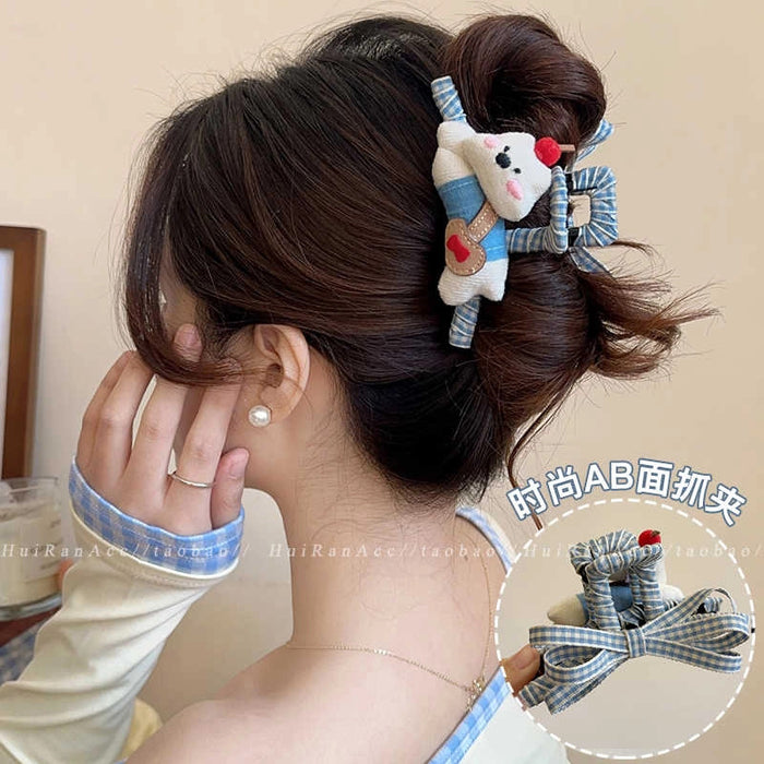 Wholesale Super cute 3D bear hair clips with bows