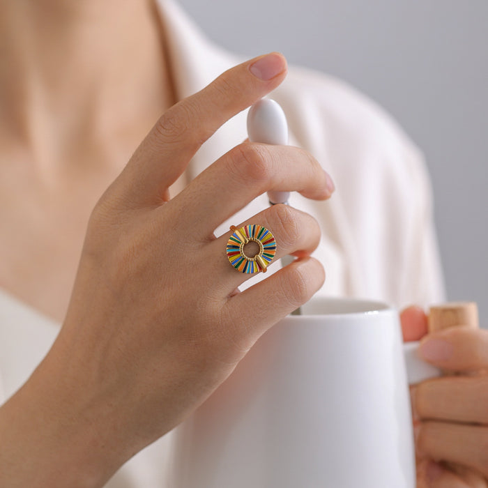 Wholesale Stainless Steel Open Circle Colored Drip Oil Ring