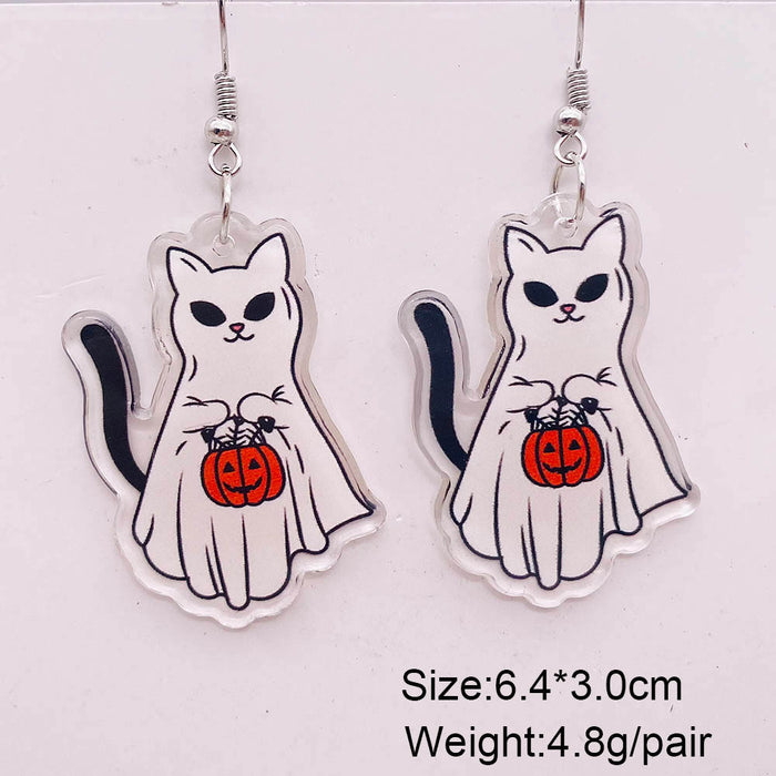 Wholesale  jewelry  Pumpkin cat ghost acrylic pendant earrings
