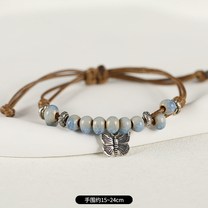 Wholesale Ceramic Flower Braided Bracelet JDC-BT-Luox002