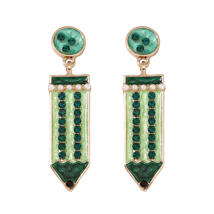 Wholesale enamel pencil women's jewelry cute girl's opening season pen shape earrings
