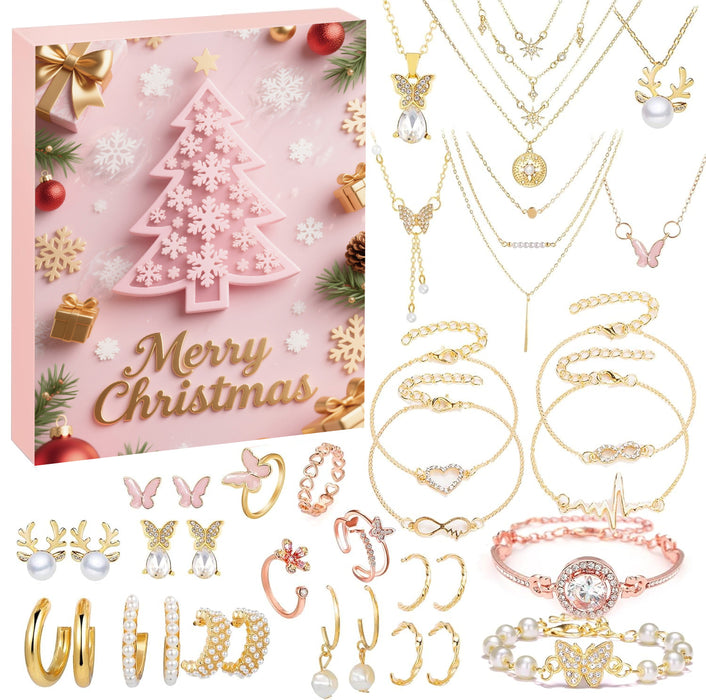 Wholesale Christmas DIY Bracelet Blind Box Gold 31 Grid Advent Calendar Jewelry Accessory Gift