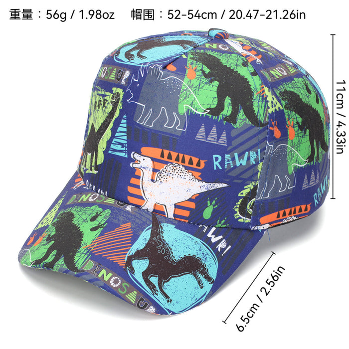 Wholesale Kids Printed Dinosaur Excavator Truck Baseball Cap Summer Sun Hat for Boys Boutique