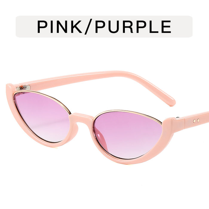 Wholesale Cat eye half frame sunglasses, niche retro glasses, fashionable and personalized sunglasses