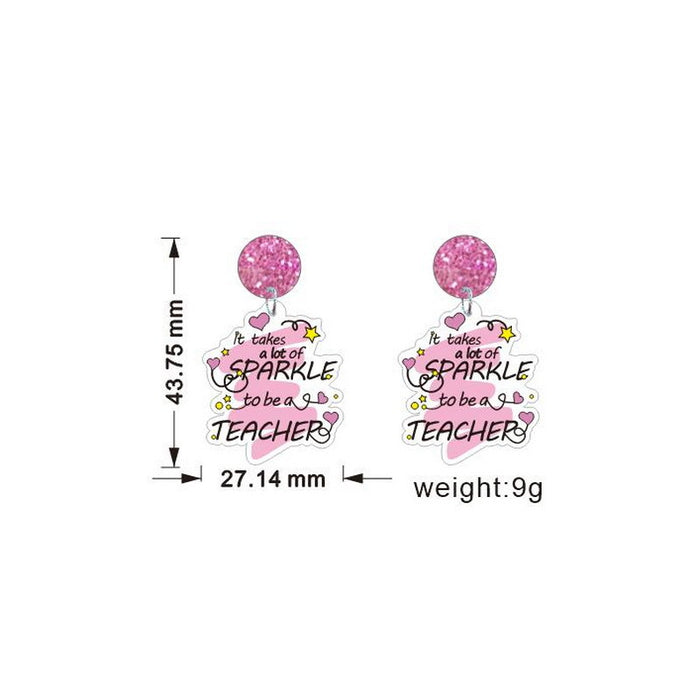 Wholesale Teacher' s Day glitter acrylic Apple Rainbow earrings