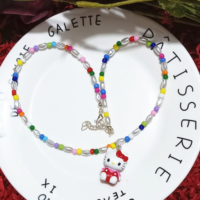 Wholesale Cartoon Unicorn Rabbit Dress-up Color Beaded Necklace Niche Clavicle Chain Personality Design Sense Neck