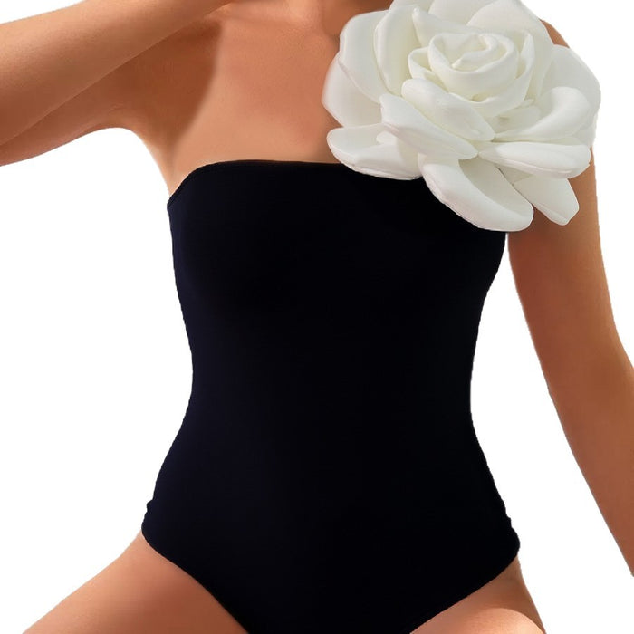 Wholesale New swimsuit one-piece high waisted bikini three-dimensional flower tight fitting high-end swimsuit