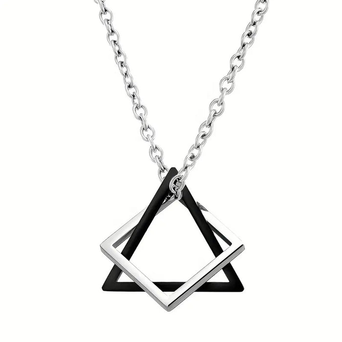 Wholesale Geometric triangle square combination titanium steel hip-hop necklace men's minimalist pendant accessory