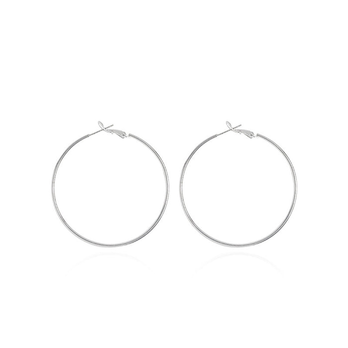 Wholesale Silver needle earrings with circular earrings, light luxury and high-end feel. Exaggerated large earrings and earrings