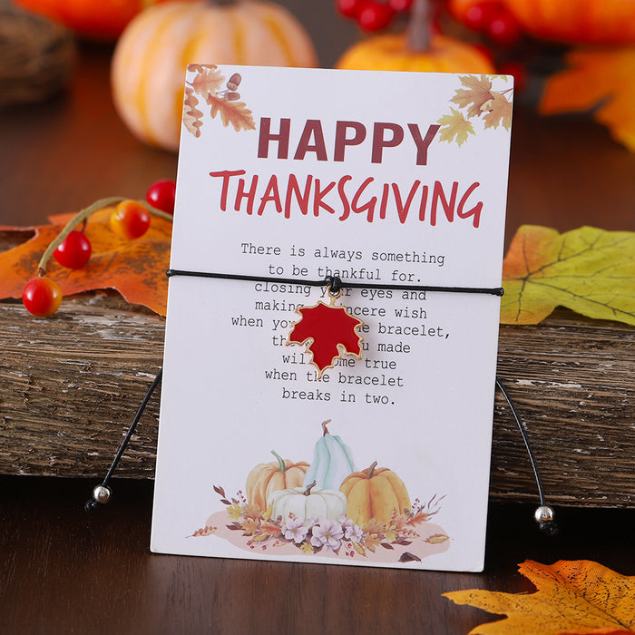 Wholesale Thanksgiving Personalized Creative Maple Leaf Turkey Pine Cone Bracelet Simple Color Card Jewelry