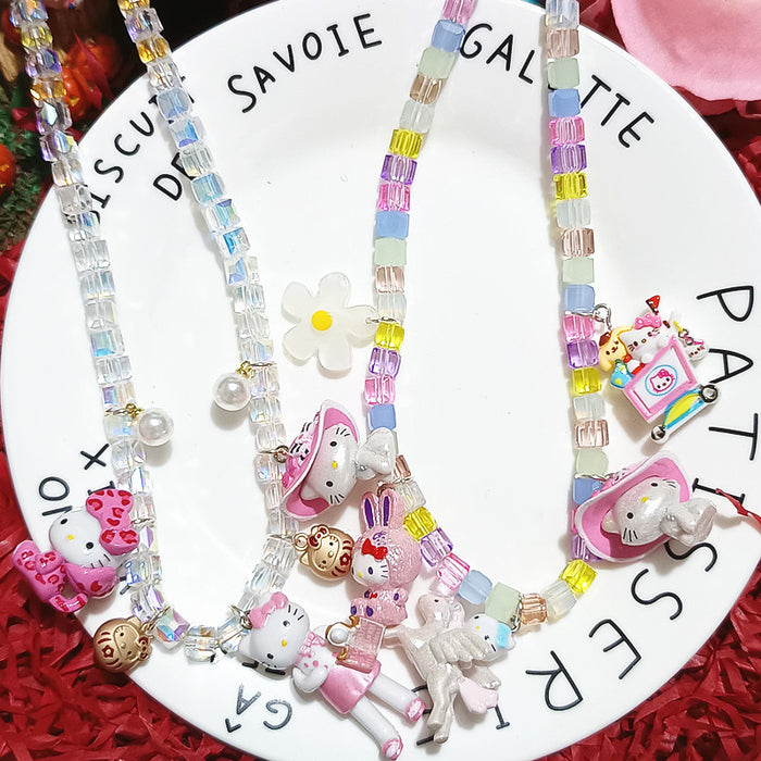Wholesale Biling Shiny Crystal Necklace Elegant Cat Resin Cartoon Short Necklace Neck Chain for Women