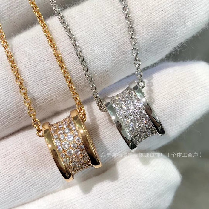 Wholesale Cnc High Version Large Waist Necklace Women's All-match18k Rose Gold Plated Full Diamond Small Waist Clavicle Chain