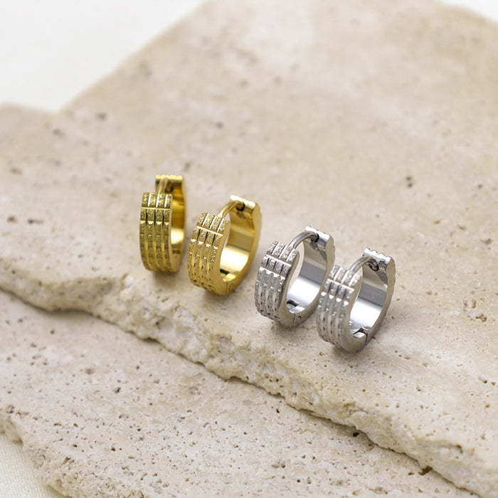 Wholesale Frosted middle pit gear pressed sand earrings