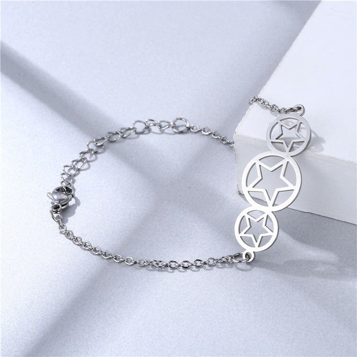 Wholesale Hollow Stainless Steel Glossy Star Bracelet JDC-BT-Mingm009