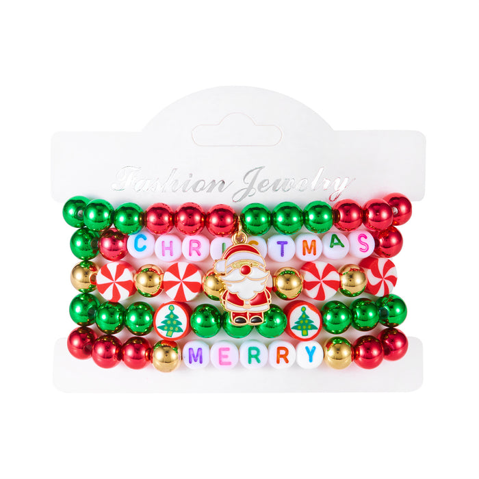 Wholesalerice bead bracelet set women' s versatile Christmas gift Christmas element pendant bracelet