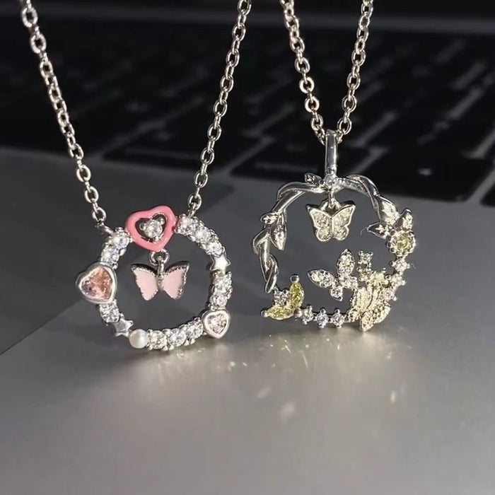 Wholesale Double Layer Butterfly Necklace Set Alloy Jewelry Accessory