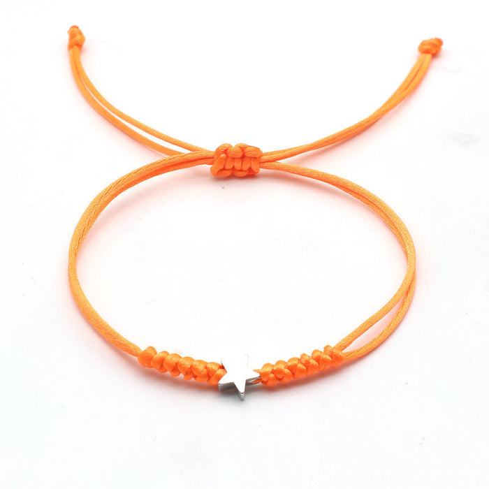 Wholesale Silver five-pointed star bracelet couple hand-woven red rope bracelet simple small jewelry