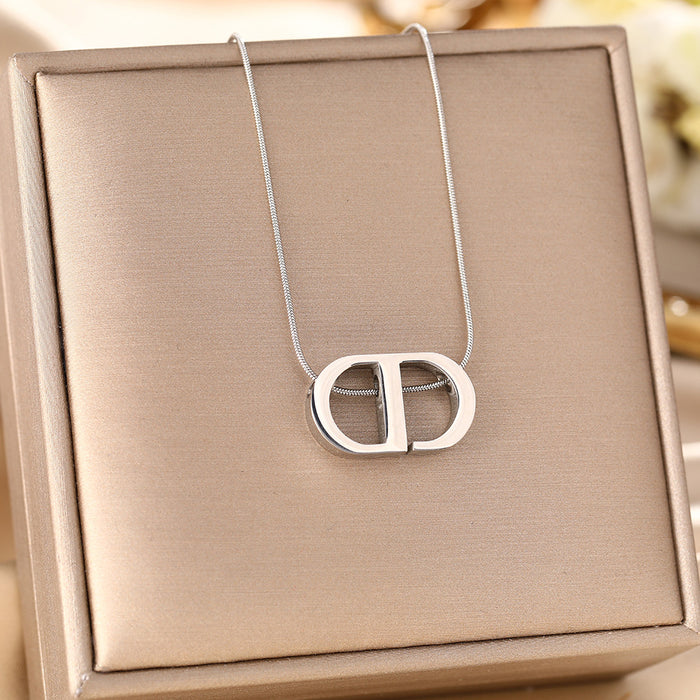 Wholesale Titanium Steel Letter Necklace JDC-NE-YinY003