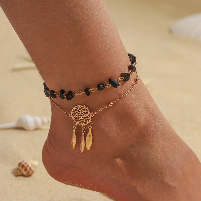Wholesale Retro Evil Eye Anklet Copper Geometric Shape Party Jewelry Accessory