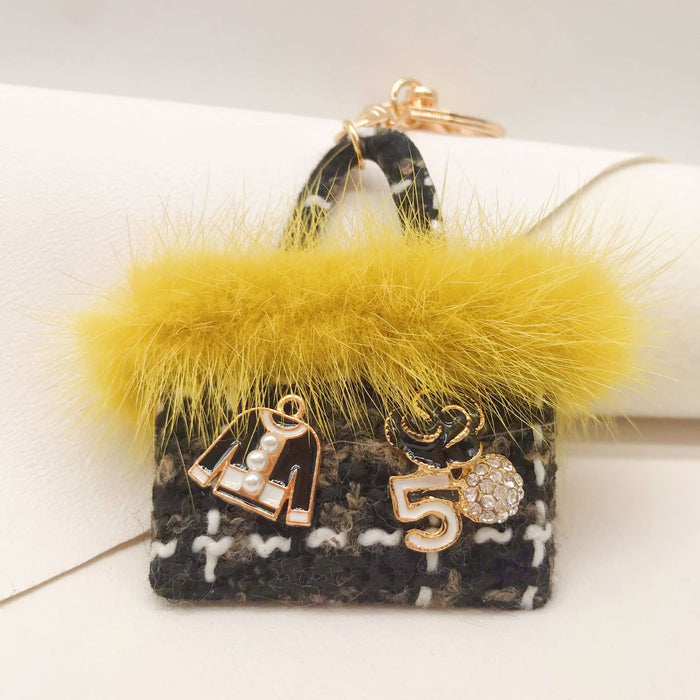 Wholesale Fabric Mink Fur Handbag Keychain JDC-KC-ZhanLun015