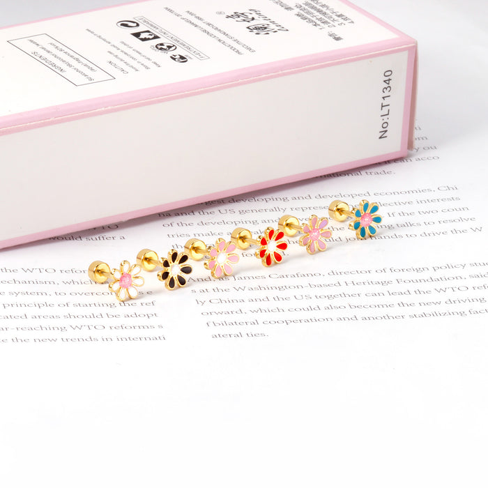 Wholesale Stainless Steel Oil Dripping  Screw Stud Earrings for Women