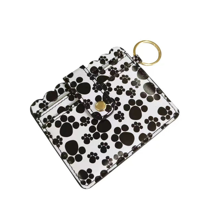 Wholesale Leopard Print Cow Print Plaid PU Leather Card Holder Keychain JDC-KC-HTong001