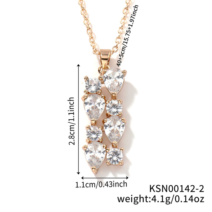 Wholesale Necklace Colored Stone Zircon Pendant Long Necklace Colorful Necklace