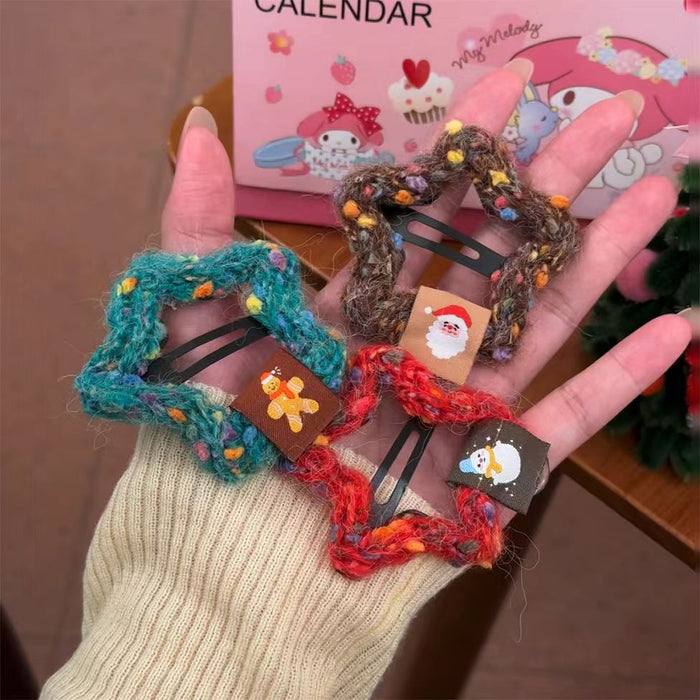 Wholesale Plush Christmas Star Hair Clip Cute Yarn Bangs Side Clip For Women Girls Party Gift Boutique Hair Accessory